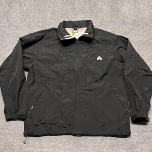 Nike ACG Jacket Mens Large Black Nylon Full Zip Lined Windbreaker Hiking Pockets